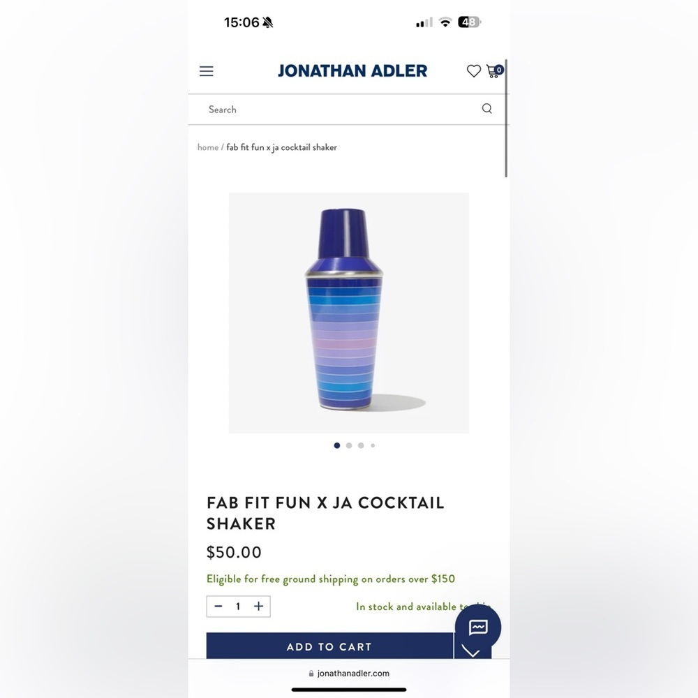 Jonathan Adler Gradient Striped Cocktail Shaker — Blue & Purple Tones